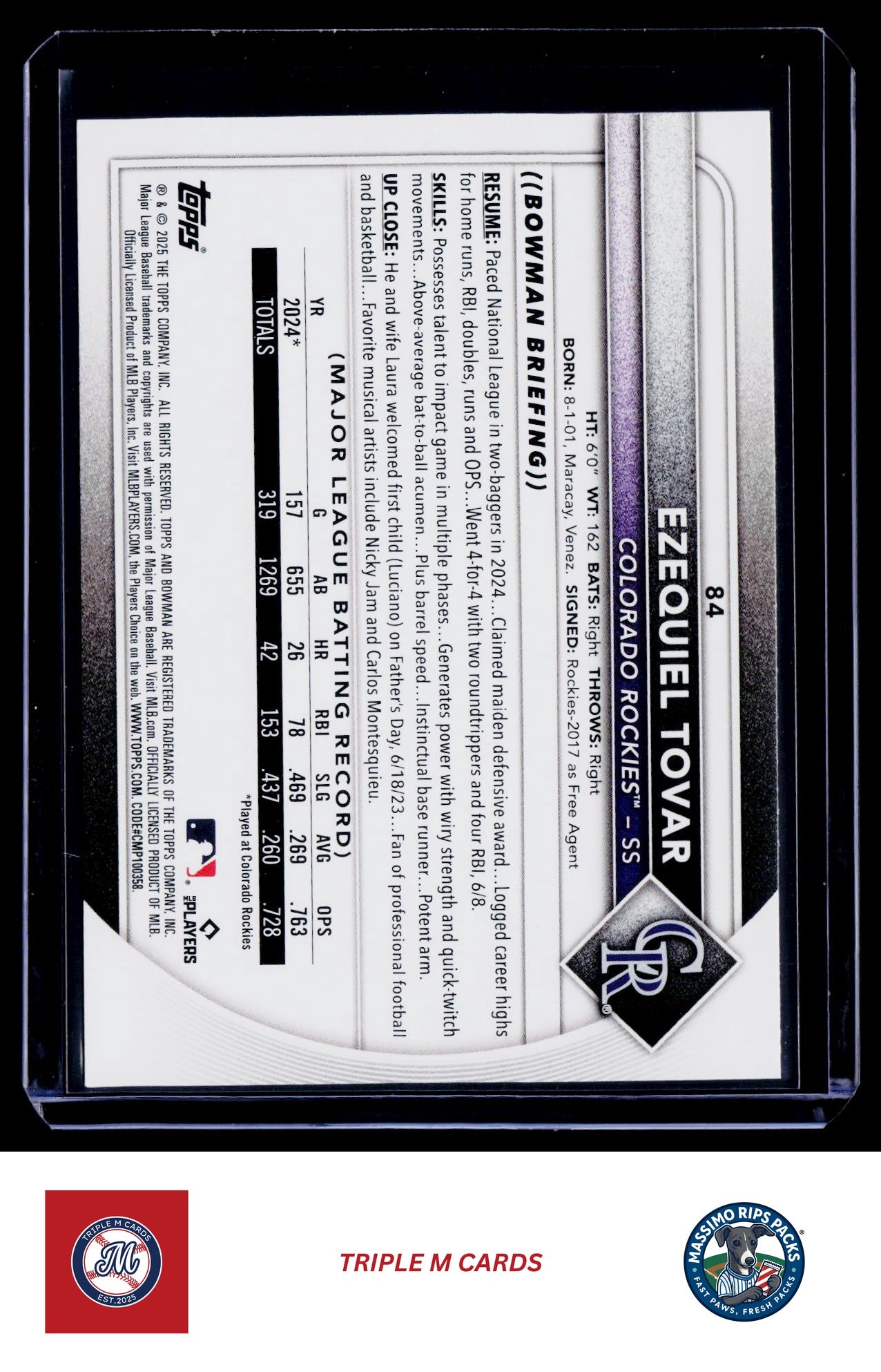 2025 Bowman #84 Ezequiel Tovar
