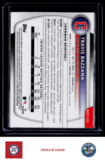 2025 Bowman #BCP-131 Travis Bazzana Chrome Prospects Mojo Refractor