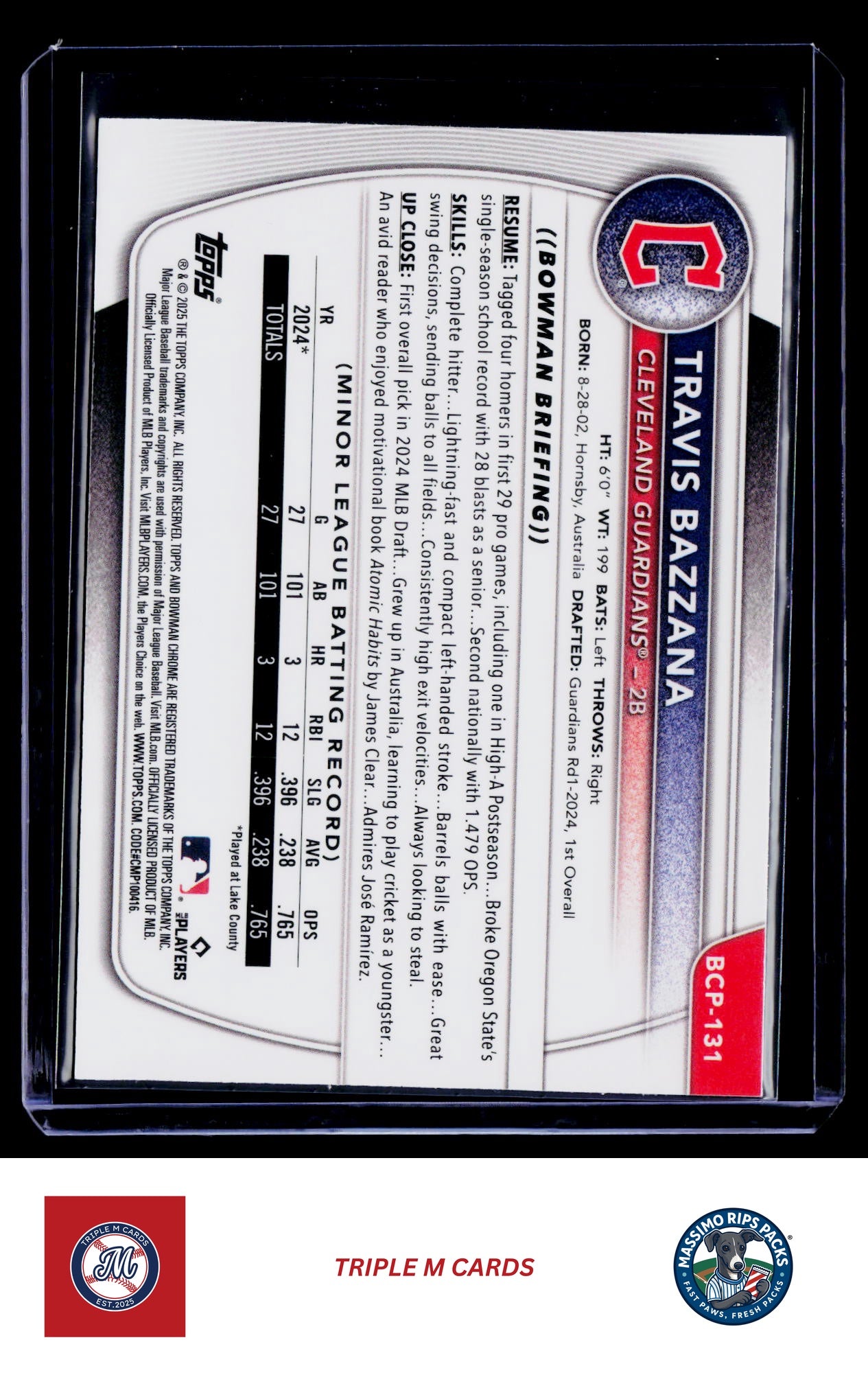 2025 Bowman #BCP-131 Travis Bazzana Chrome Prospects