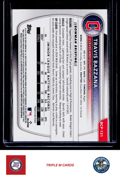 2025 Bowman #BCP-131 Travis Bazzana Chrome Prospects