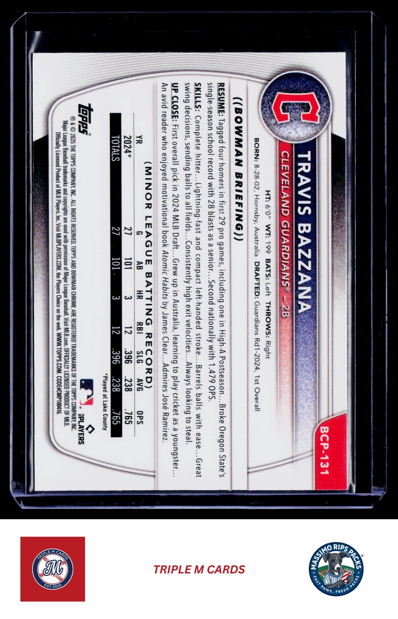 2025 Bowman #BCP-131 Travis Bazzana Chrome Prospects