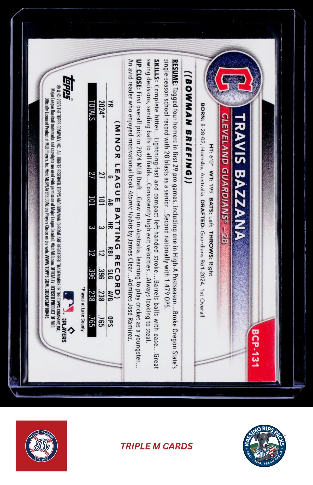2025 Bowman #BCP-131 Travis Bazzana Chrome Prospects