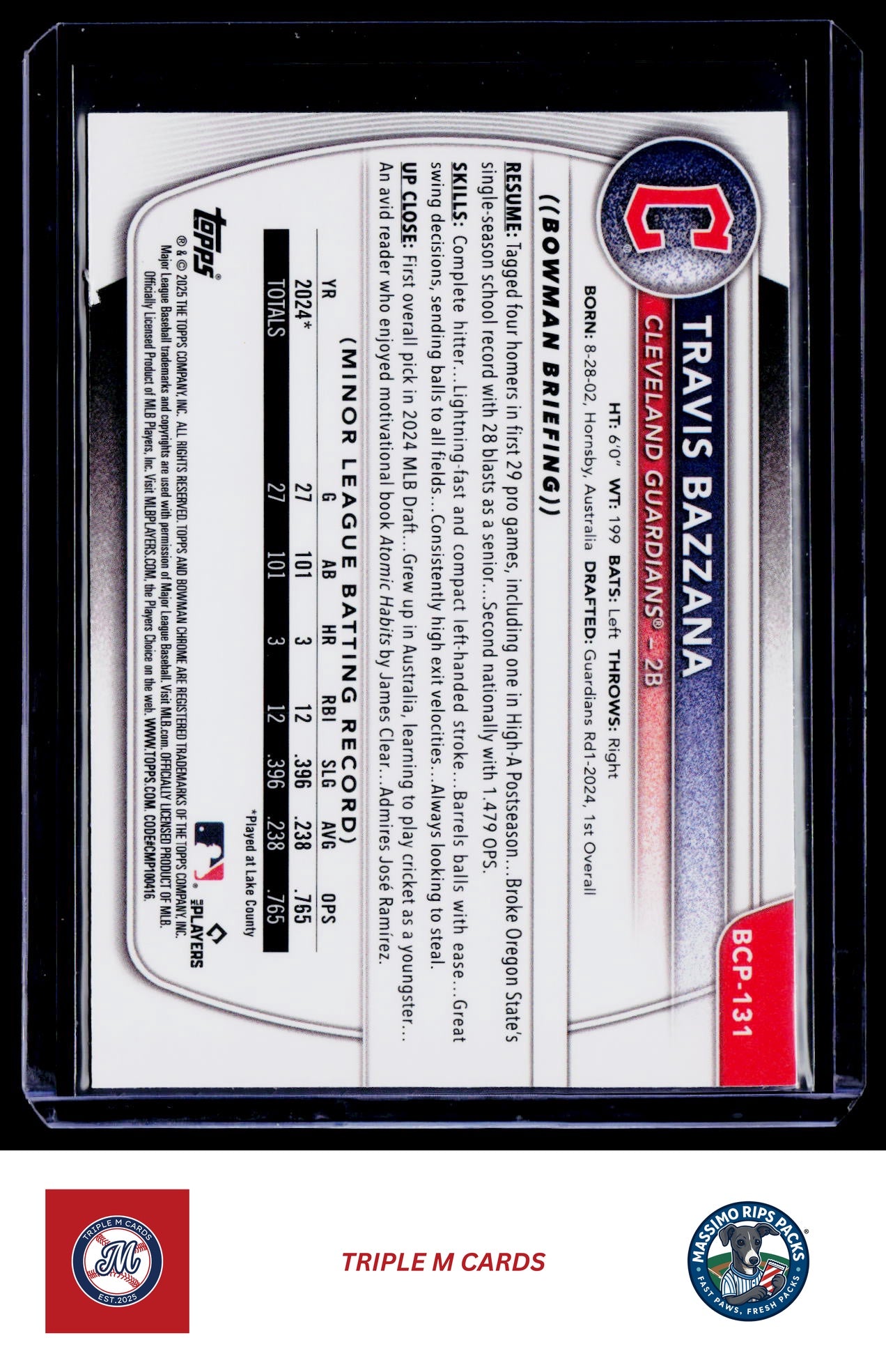 2025 Bowman #BCP-131 Travis Bazzana Chrome Prospects
