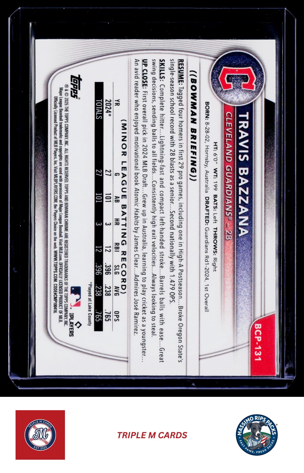 2025 Bowman #BCP-131 Travis Bazzana Chrome Prospects