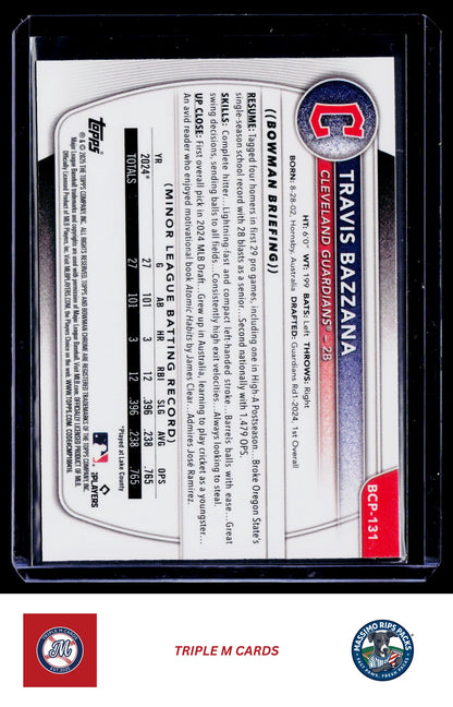 2025 Bowman #BCP-131 Travis Bazzana Chrome Prospects