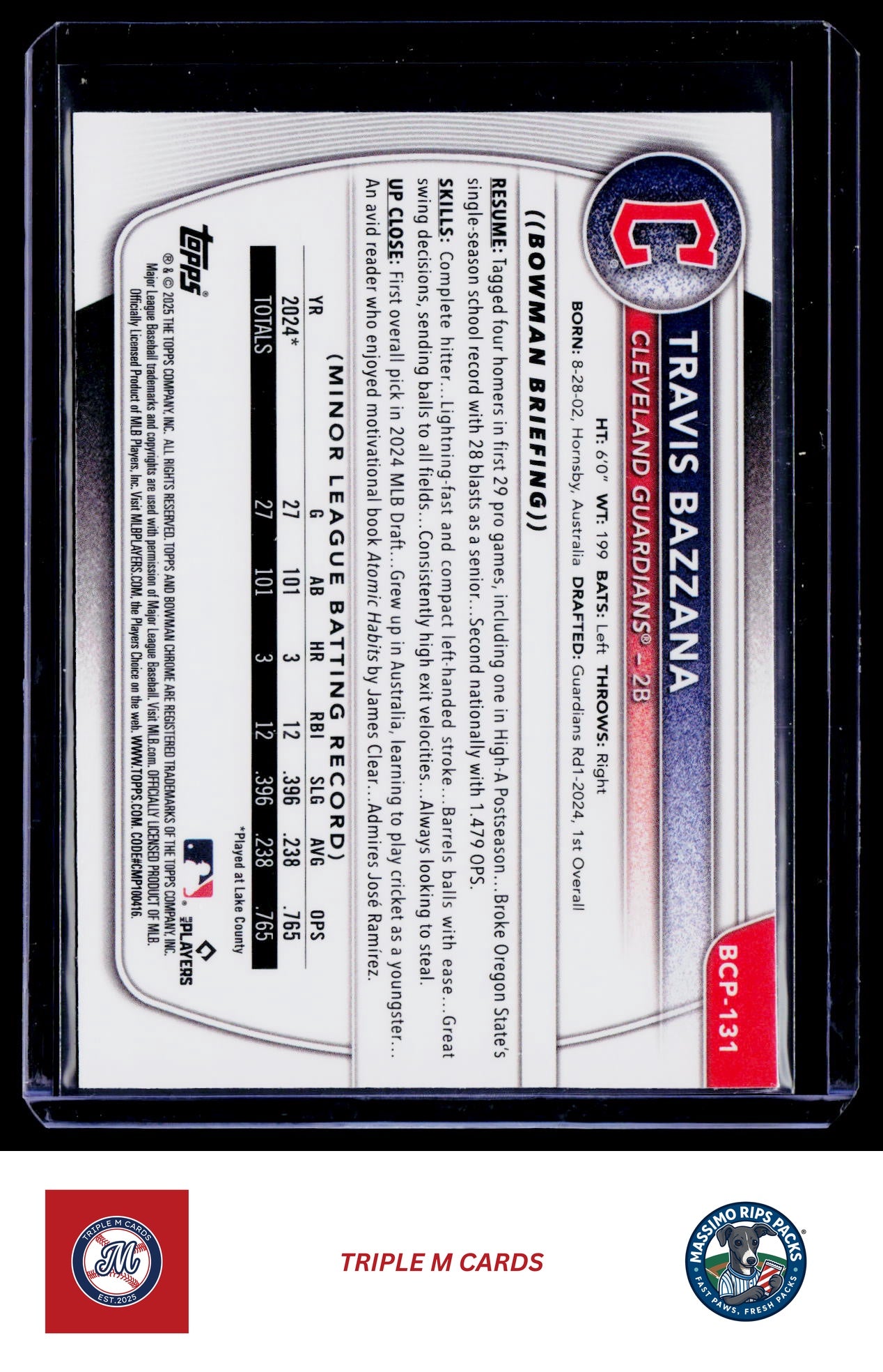 2025 Bowman #BCP-131 Travis Bazzana Chrome Prospects