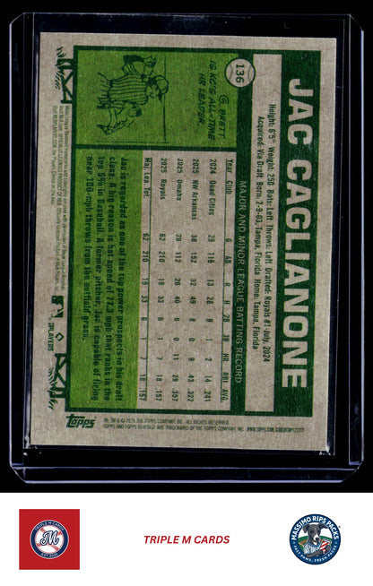 2026 Topps Heritage #136 Jac Caglianone Dark Green