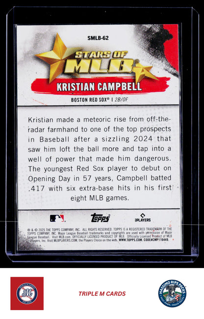 2025 Topps Update #SMLB-62 Kristian Campbell Stars of MLB