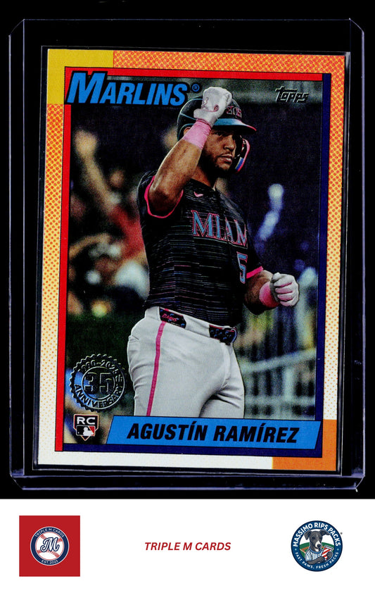 2025 Topps Update #U90-37 Agustín Ramírez 1990 Topps Baseball 35th Anniversary