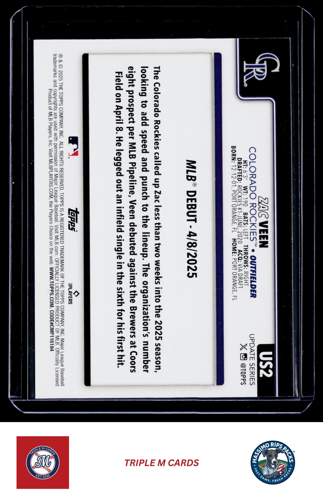 2025 Topps Update #US2 Zac Veen