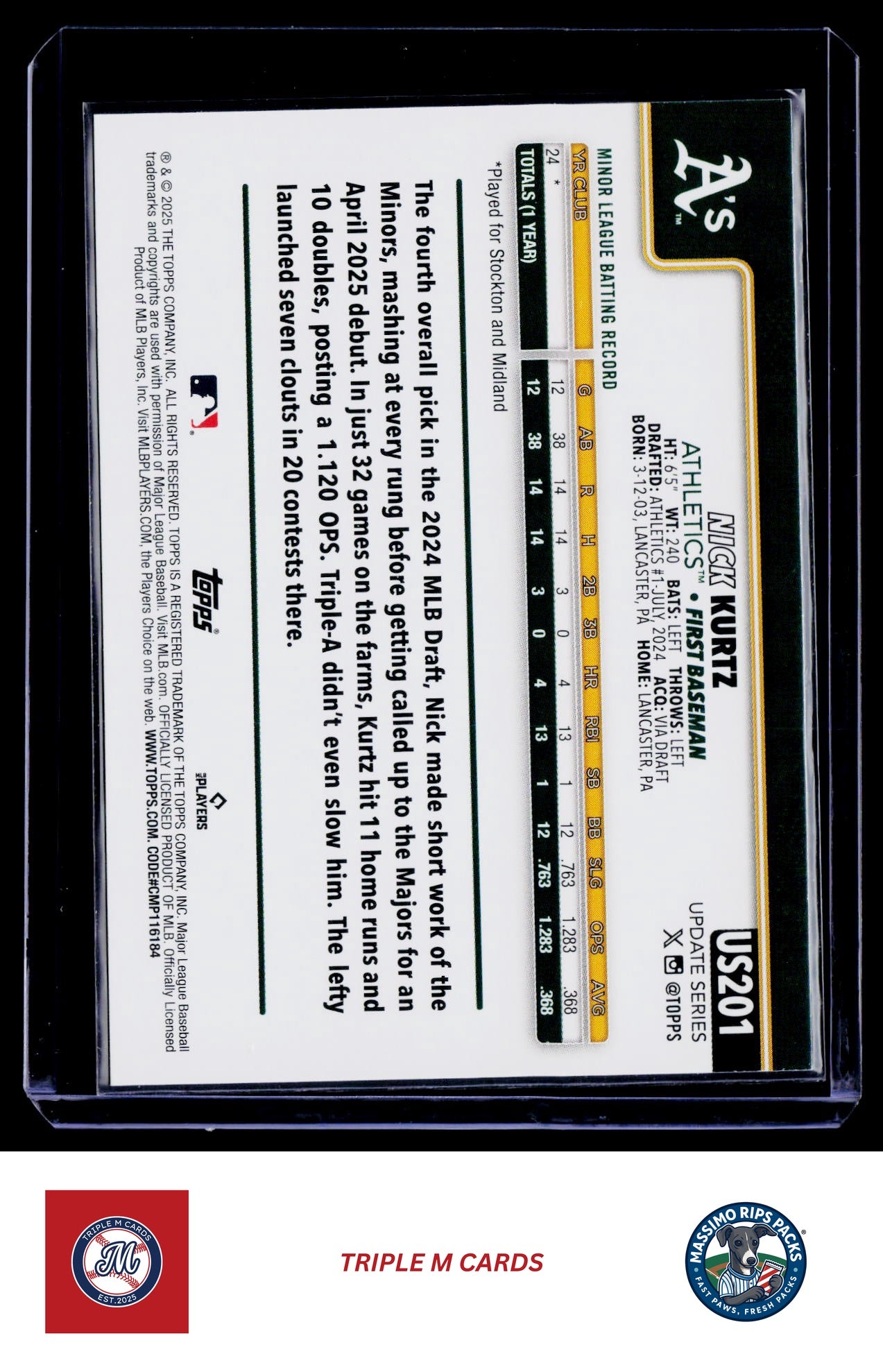 2025 Topps Update #US201 Nick Kurtz
