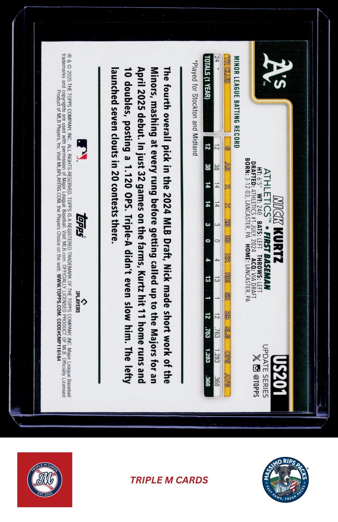 2025 Topps Update #US201 Nick Kurtz