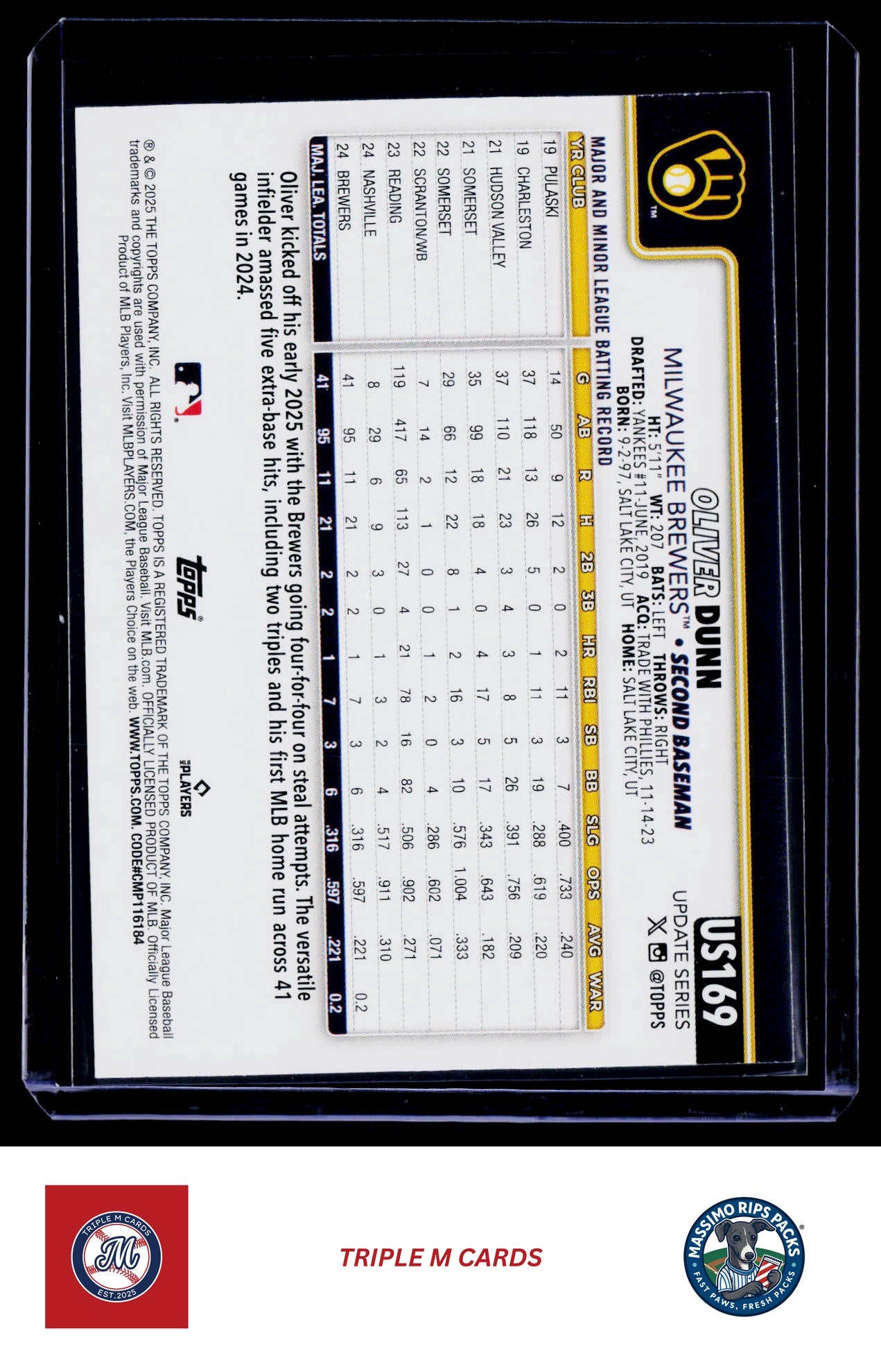 2025 Topps Update #US169 Oliver Dunn