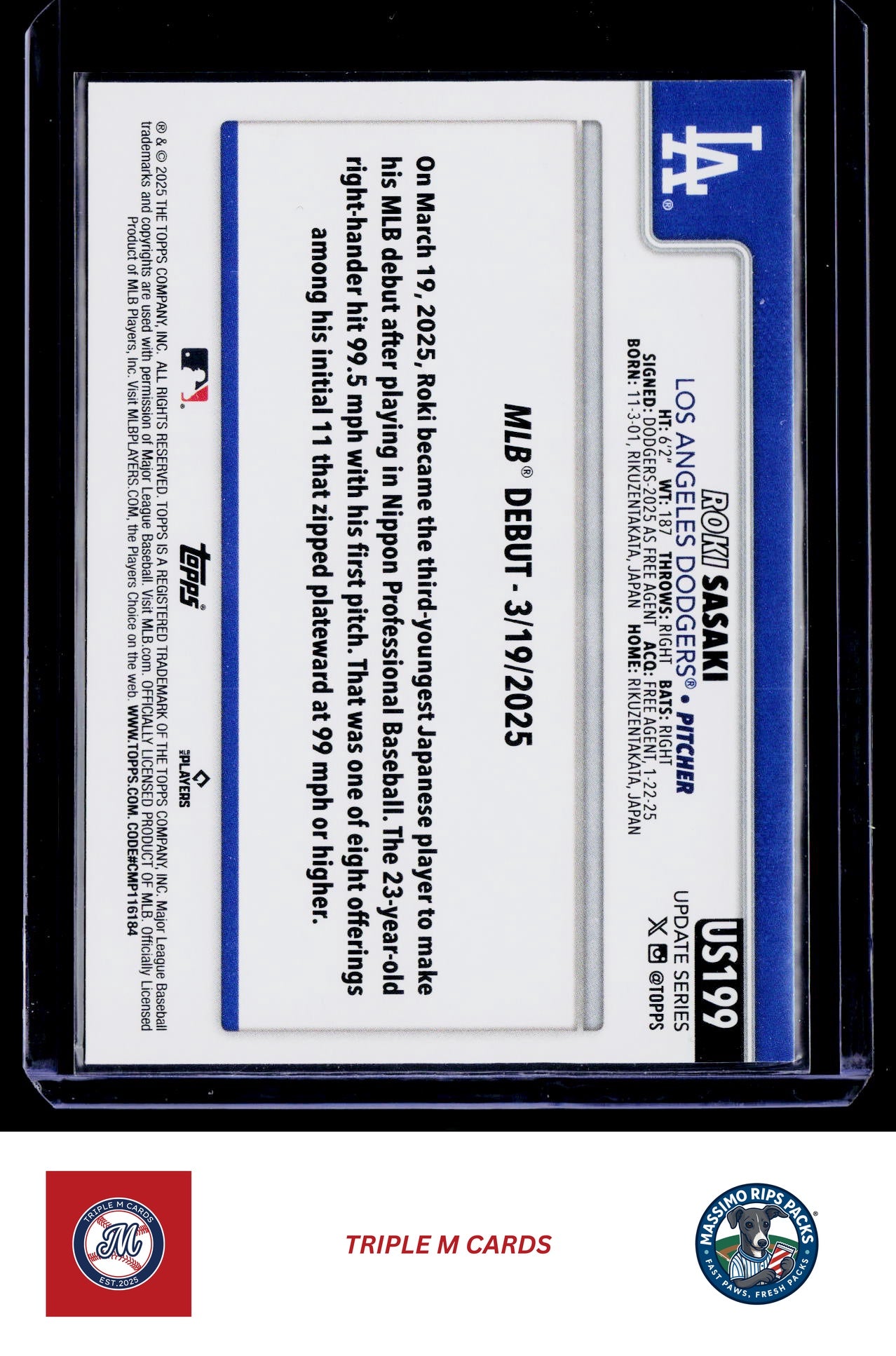 2025 Topps Update #US199 Roki Sasaki