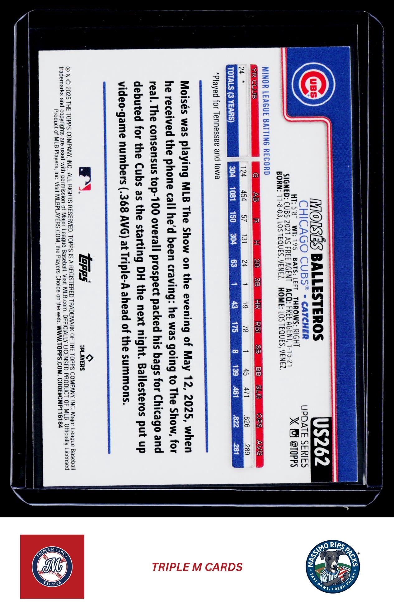 2025 Topps Update #US262 Moisés Ballesteros