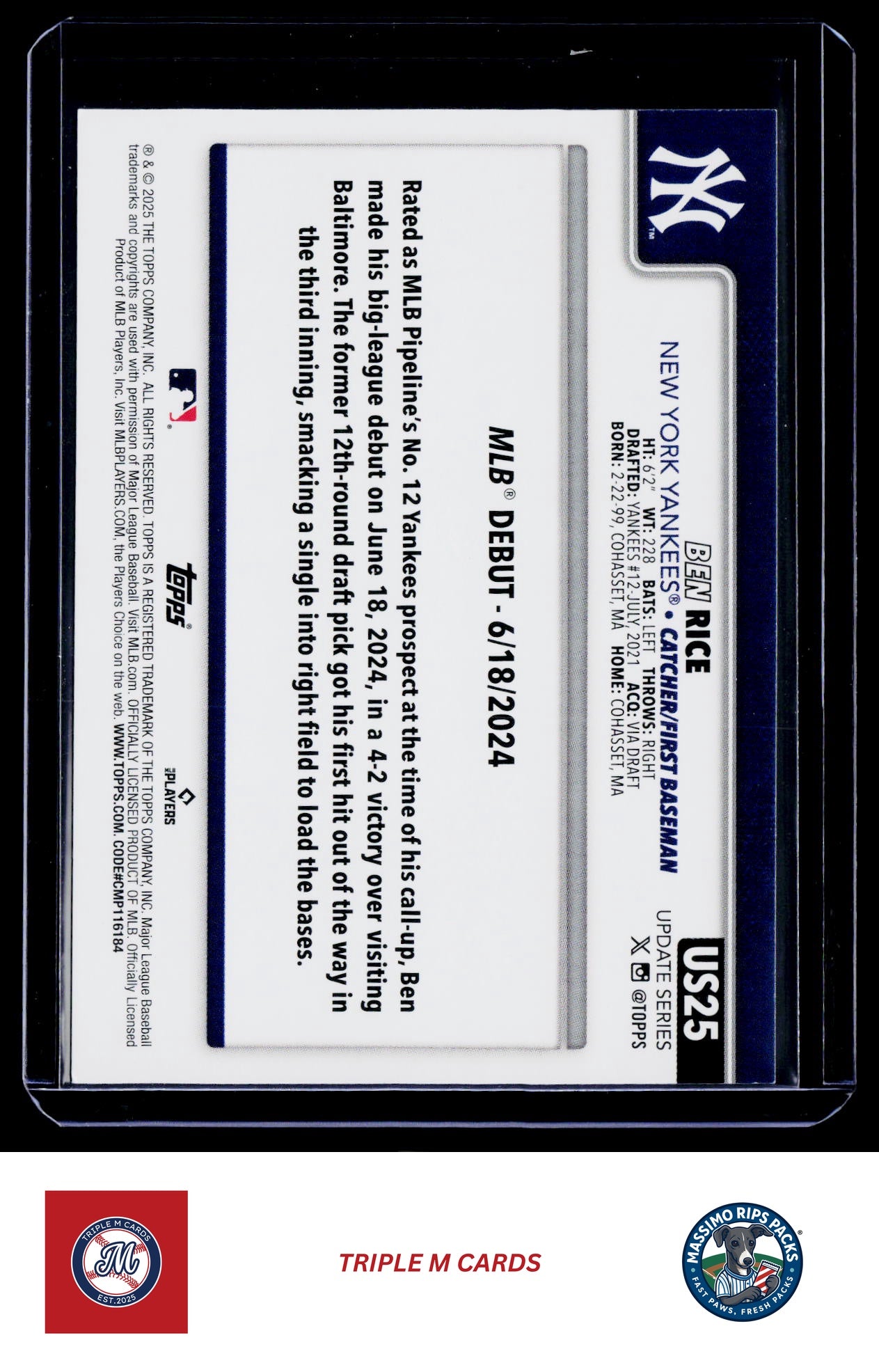 2025 Topps Update #US25 Ben Rice
