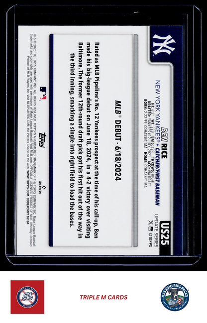 2025 Topps Update #US25 Ben Rice