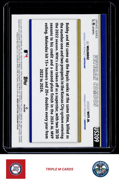 2025 Topps Update #US209 Young &amp; Hungry (MJ Melendez / Bobby Witt Jr.)