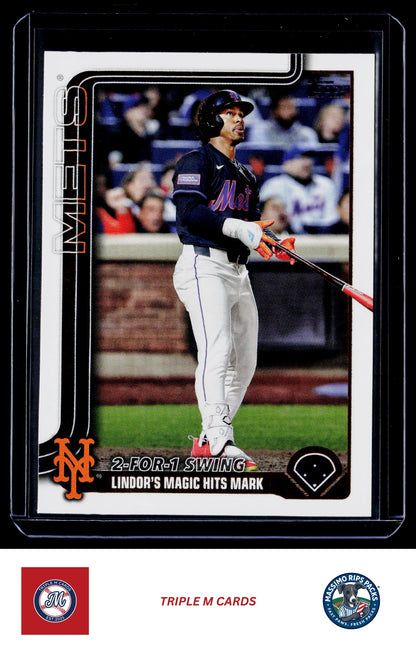 2025 Topps Update #US290 2-For-1 Swing (Francisco Lindor)