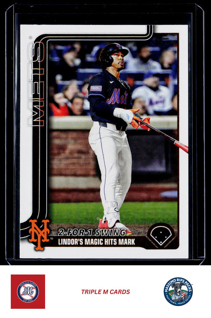 2025 Topps Update #US290 2-For-1 Swing (Francisco Lindor)