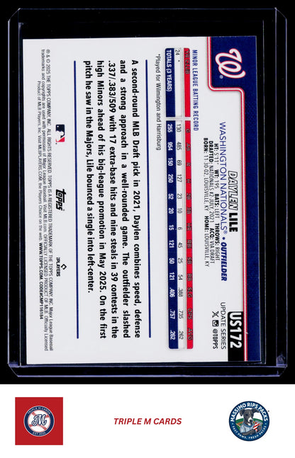 2025 Topps Update #US172 Daylen Lile