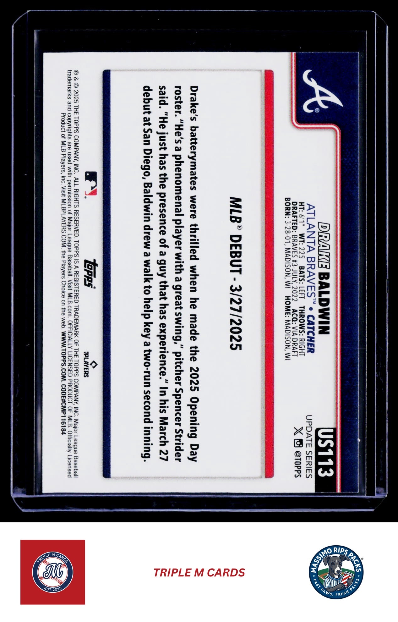 2025 Topps Update #US113 Drake Baldwin