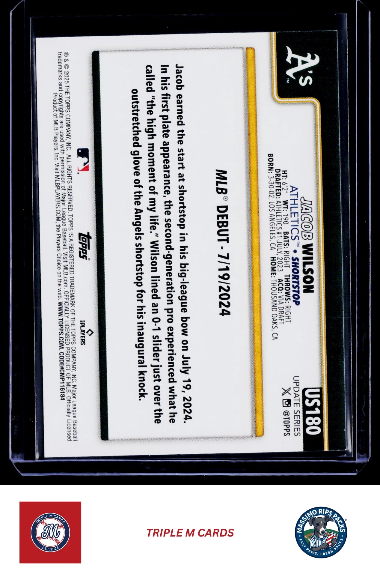 2025 Topps Update #US180 Jacob Wilson