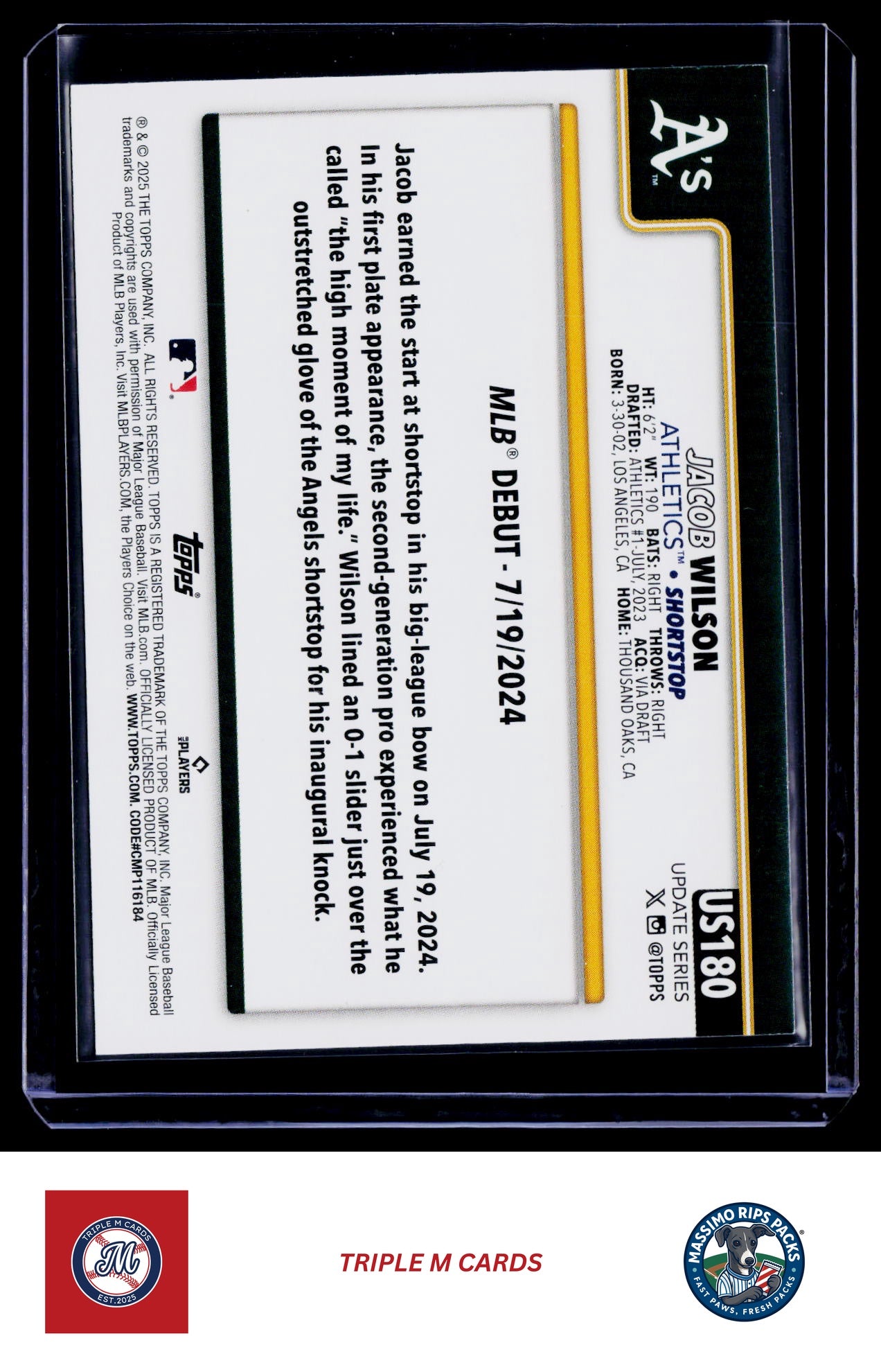 2025 Topps Update #US180 Jacob Wilson
