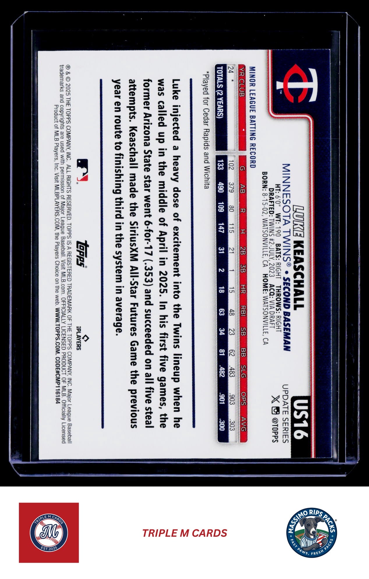 2025 Topps Update #US16 Luke Keaschall