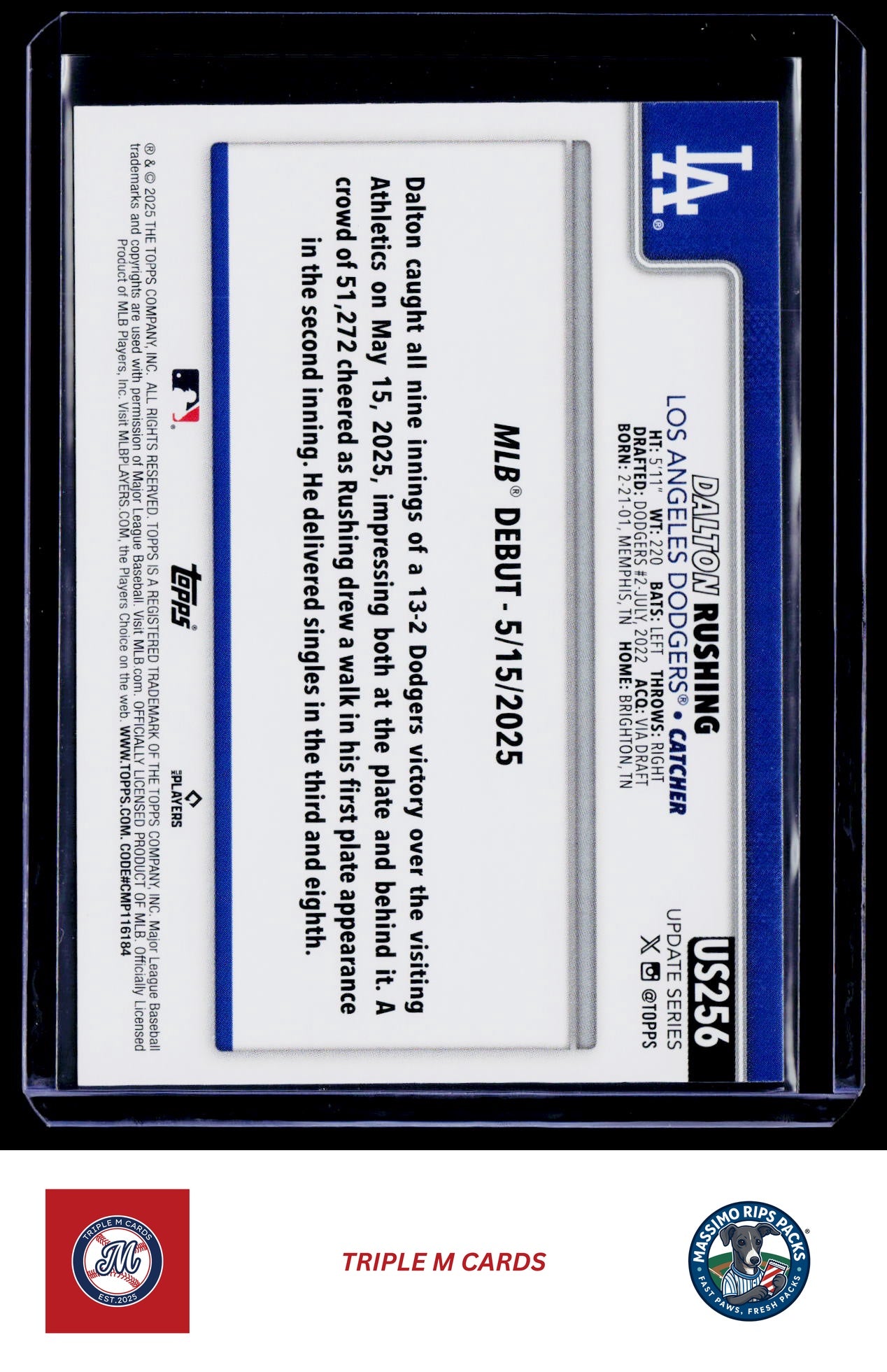 2025 Topps Update #US256 Dalton Rushing