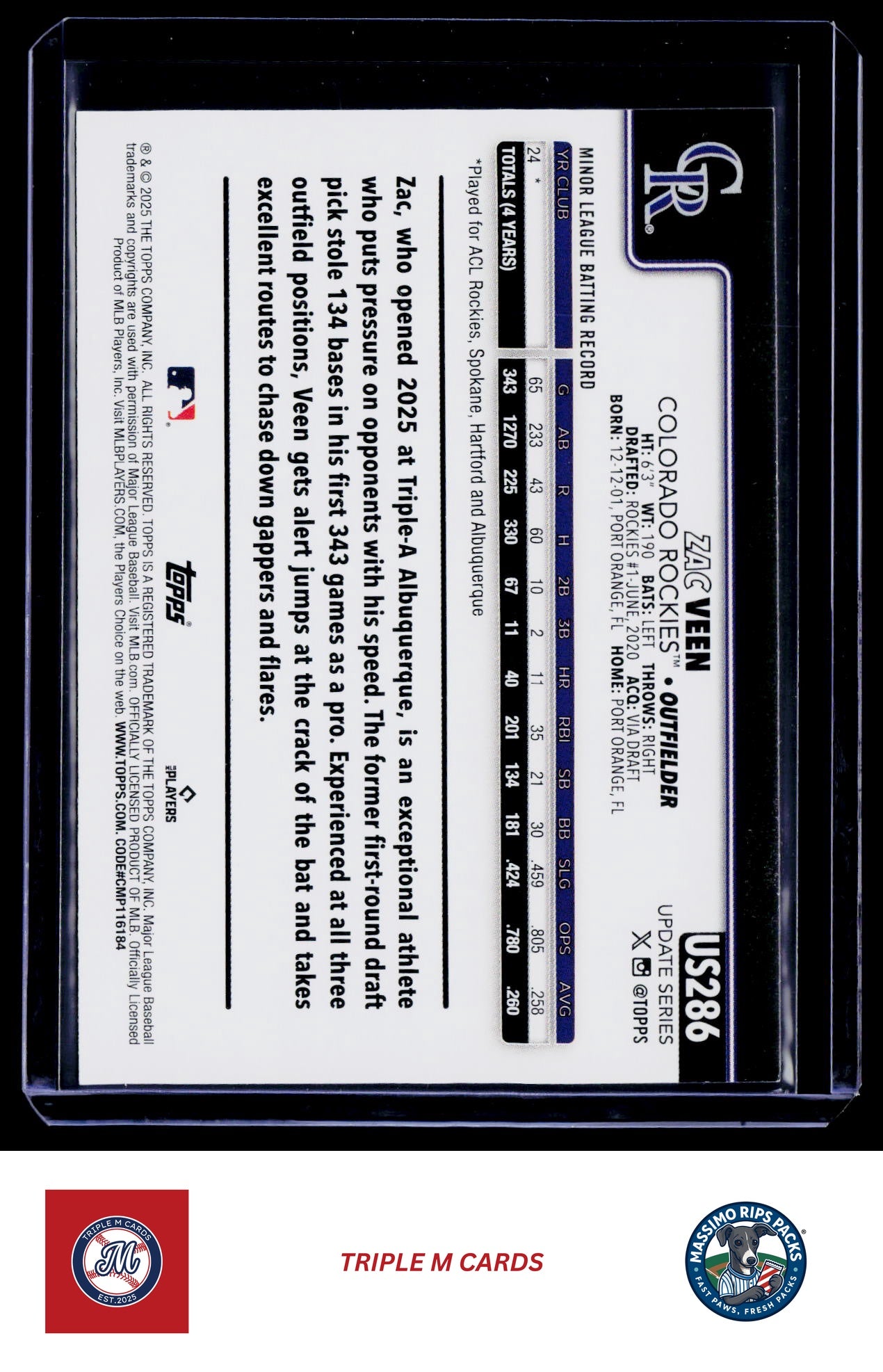 2025 Topps Update #US286 Zac Veen