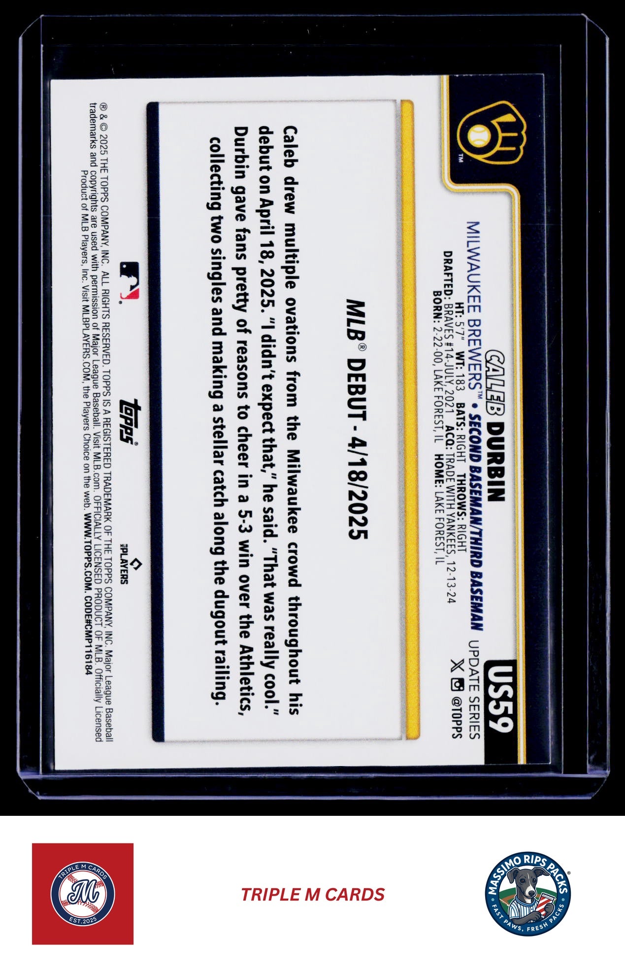 2025 Topps Update #US59 Caleb Durbin