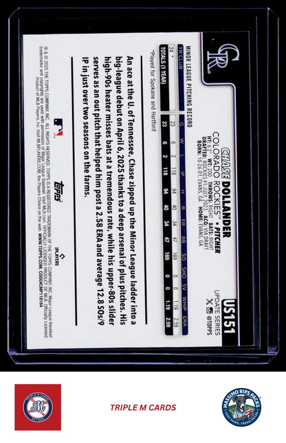 2025 Topps Update #US151 Chase Dollander