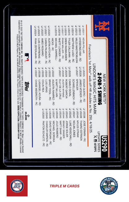2025 Topps Update #US290 2-For-1 Swing (Francisco Lindor)