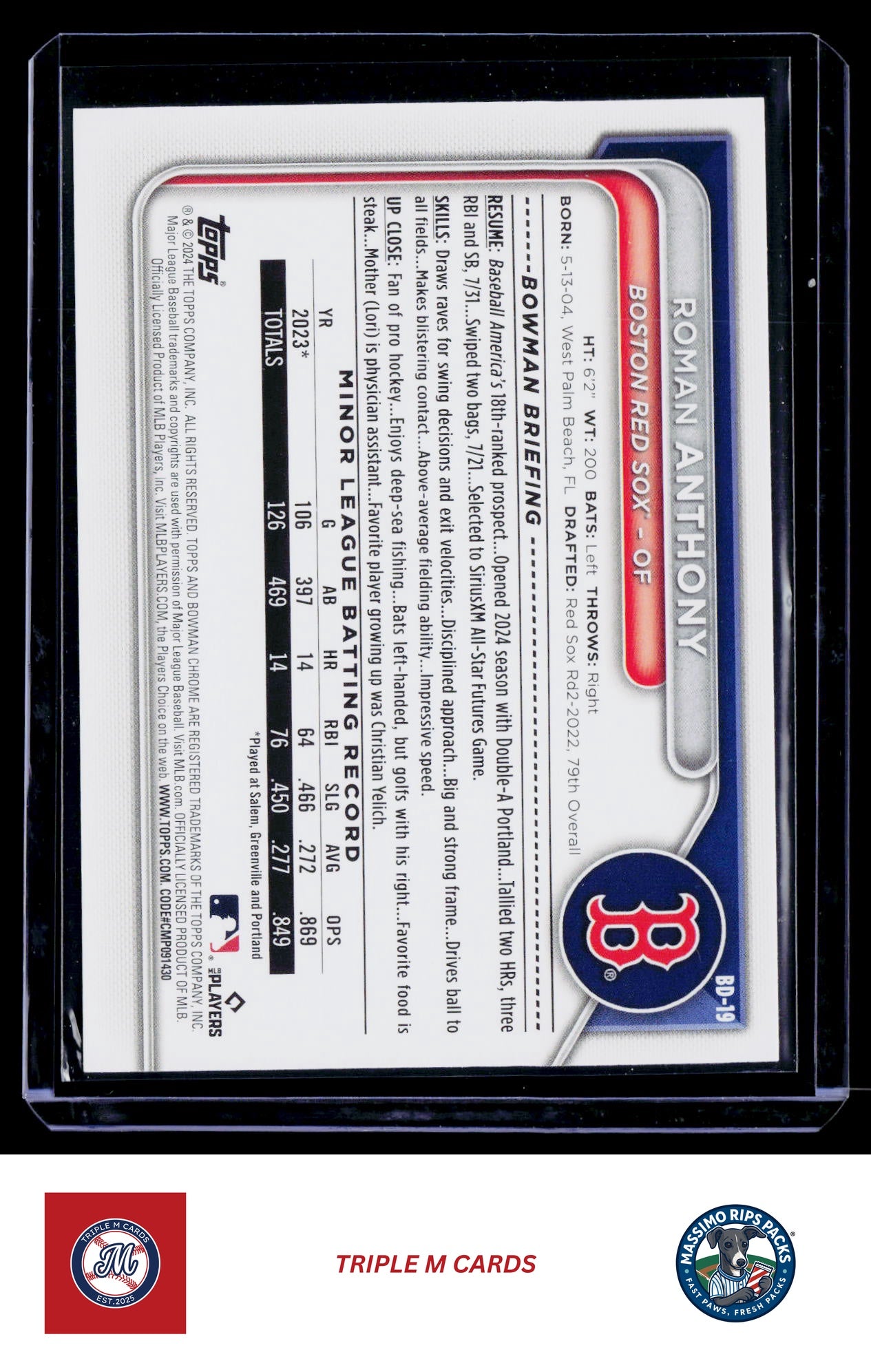 2024 Bowman Draft #BD-19 Roman Anthony