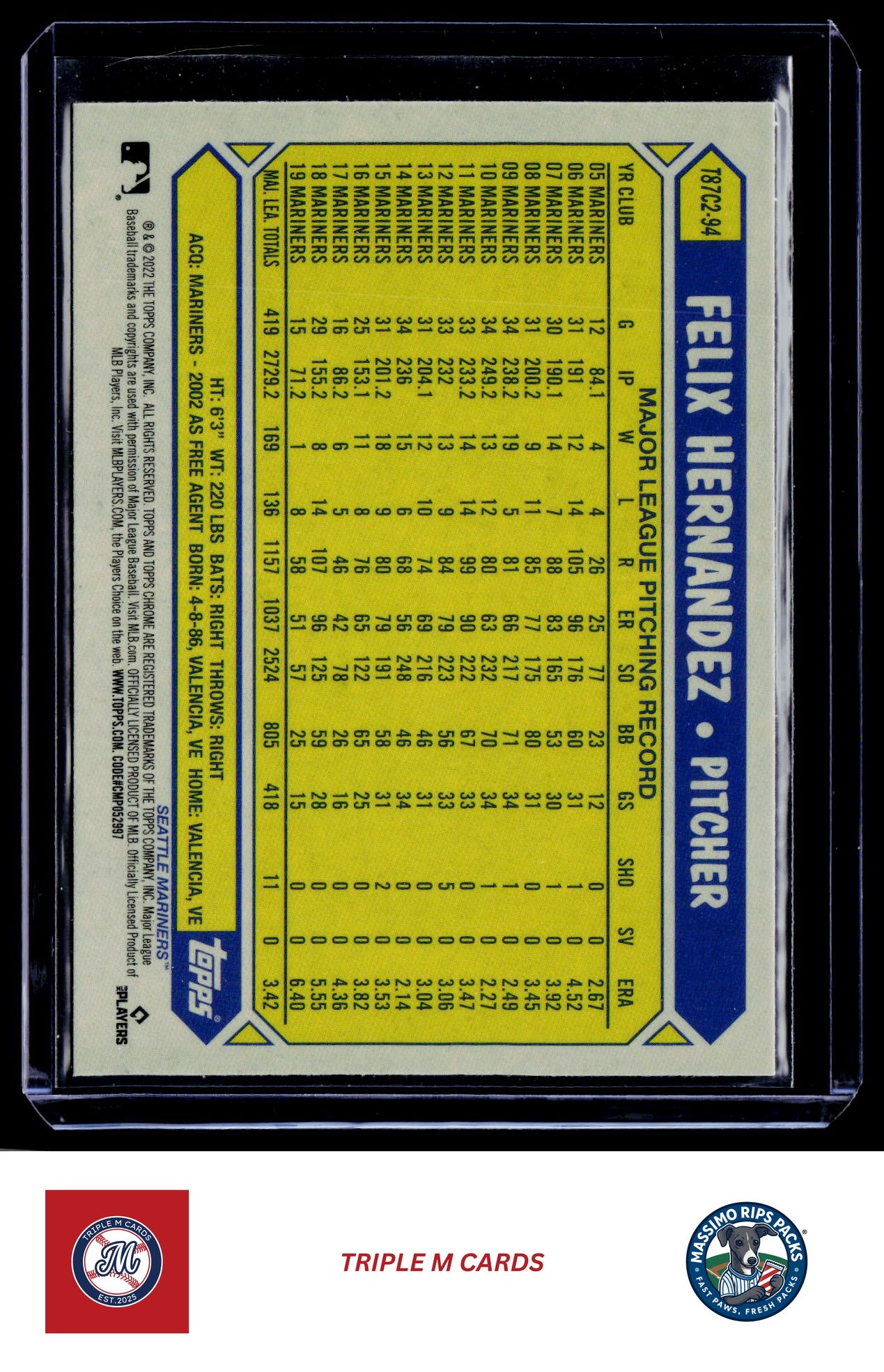 2022 Topps #T87C2-94 Felix Hernandez