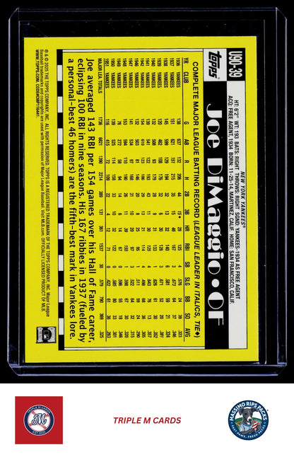 2025 Topps Update #U90-39 Joe DiMaggio 1990 Topps Baseball 35th Anniversary