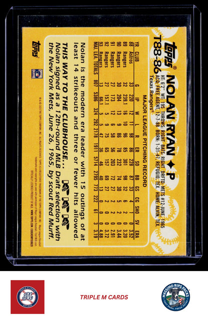 2023 Topps #T88-86 Nolan Ryan 1988 Topps Baseball 35th Anniversary (Series One)