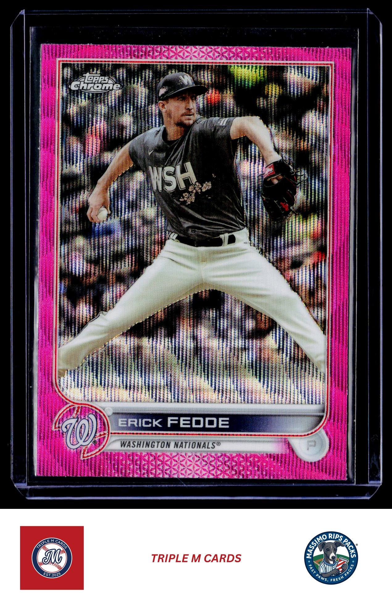 2022 Topps Chrome Update #USC64 Erick Fedde Pink Wave Refractor