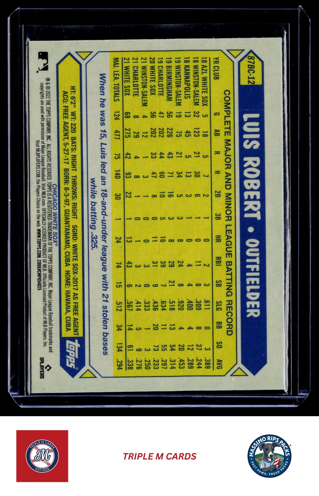 2022 Topps Chrome #87BC-12 Luis Robert 1987 Topps Baseball 35th Anniversary
