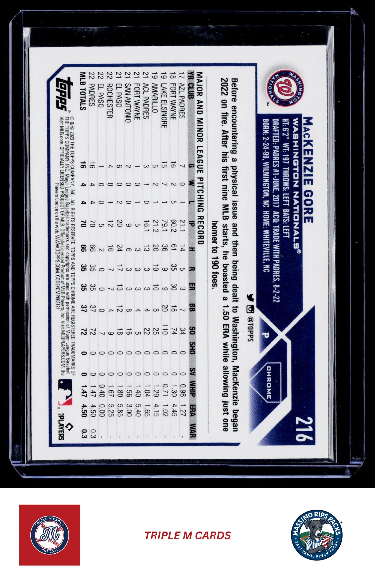 2023 Topps Chrome #216 MacKenzie Gore Pink Refractors