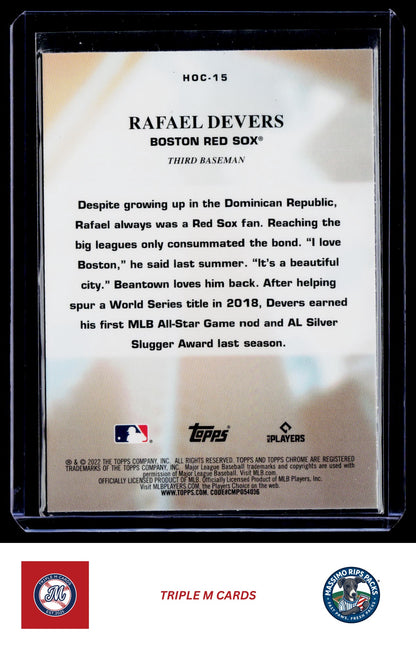 2022 Topps Chrome #HOC-15 Rafael Devers Heart of the City
