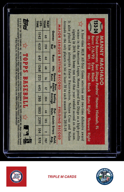 2021 Topps #T52-24 Manny Machado 1952 Topps Redux