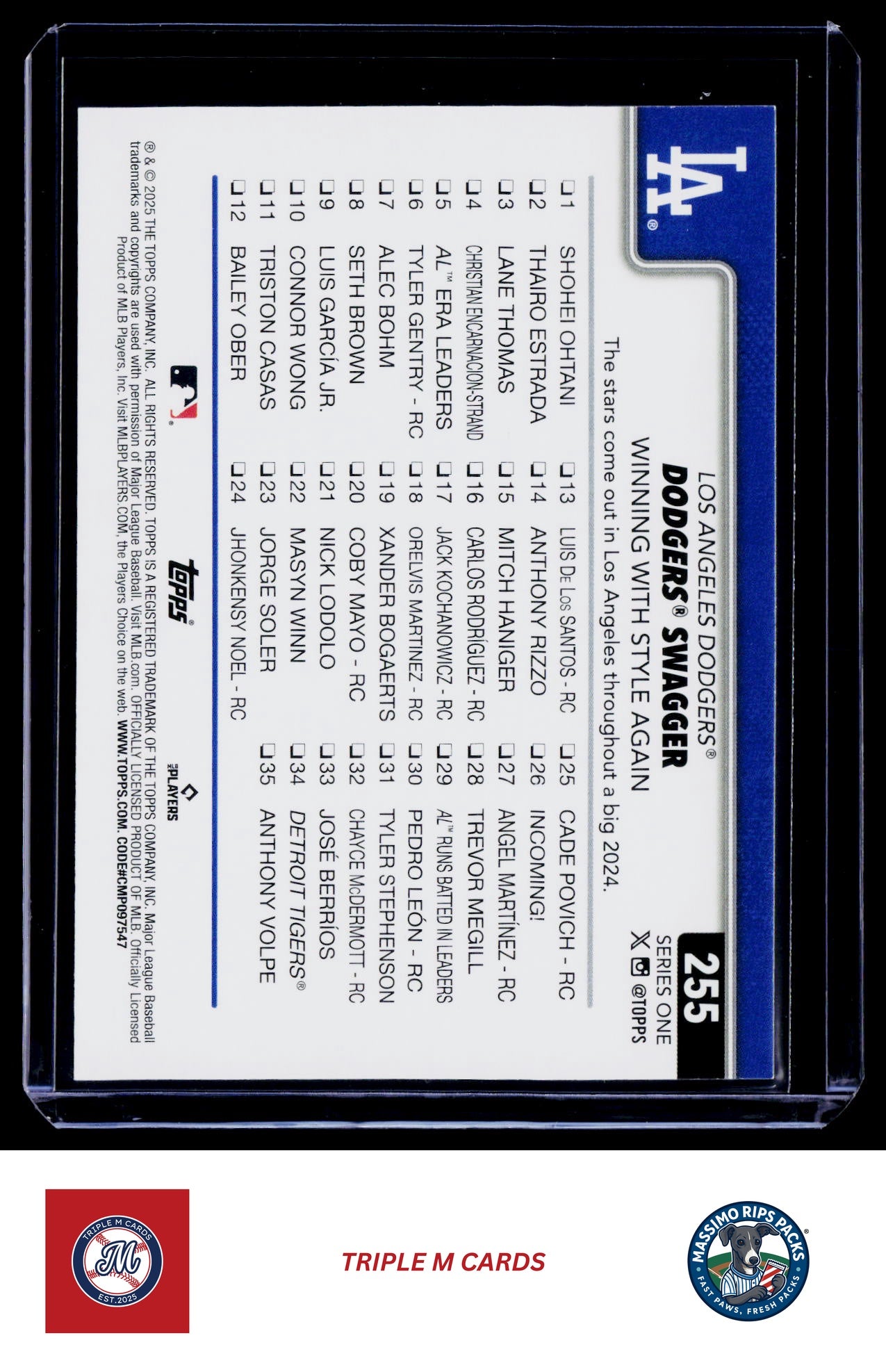 2025 Topps #255 Dodgers Swagger: Winning With Style Again Spring Training