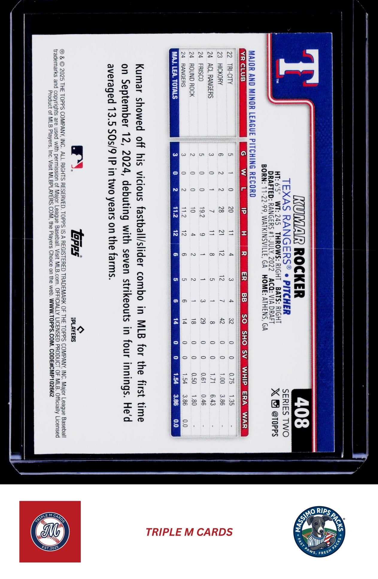 2025 Topps #408 Kumar Rocker