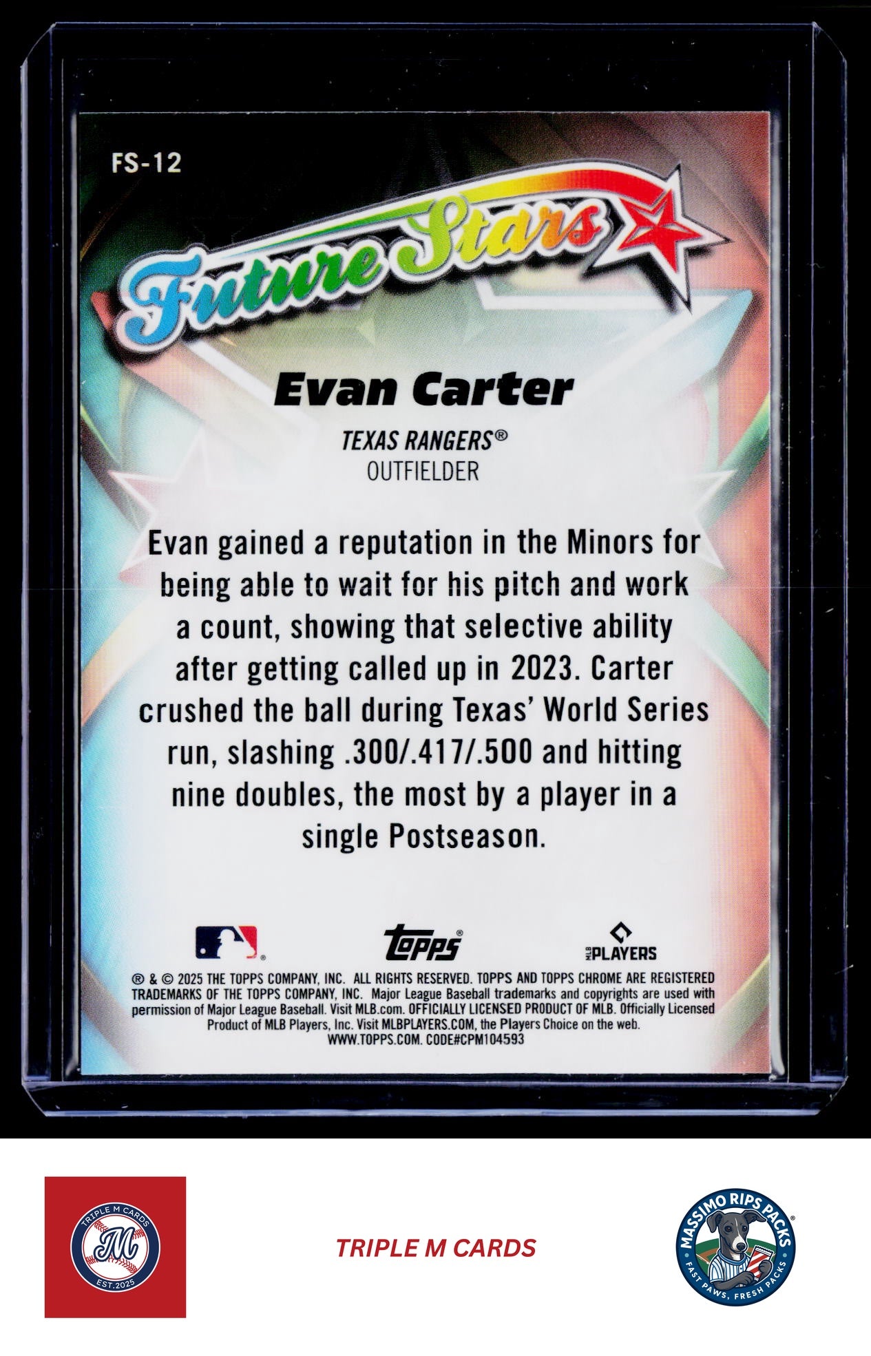 2025 Topps Chrome #FS-12 Evan Carter Future Stars
