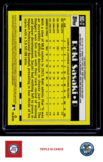 2025 Topps #90B2-37 Roki Sasaki