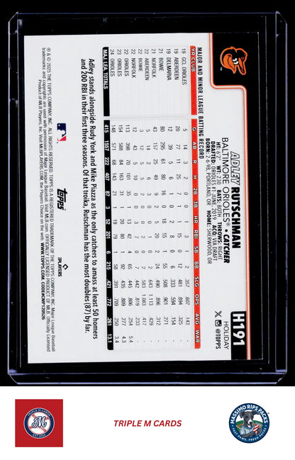 2025 Topps Holiday #H191 Adley Rutschman Silver Glitter Holiday