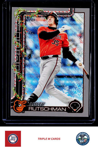 2025 Topps Holiday #H191 Adley Rutschman Silver Glitter Holiday
