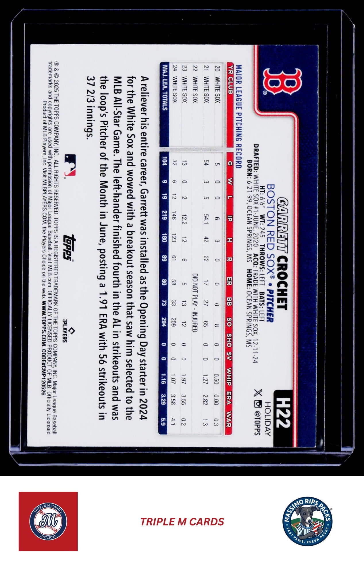 2025 Topps Holiday #H22 Garrett Crochet